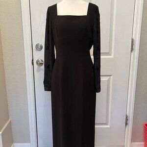 Donna Morgan dress, Size 6, black long sleeve, ankle length, straight skirt